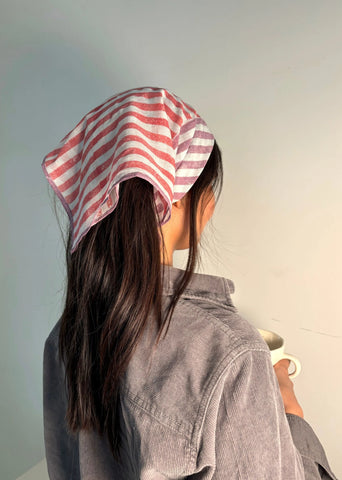 Purple & Red Stripes Cotton Square Scarf