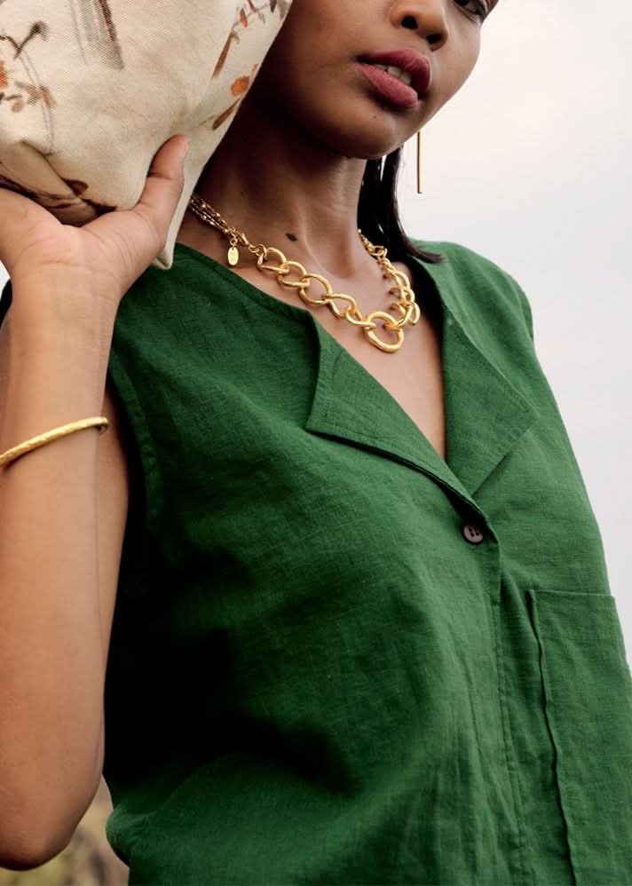 A Model Wearing Beige Pure Cotton Owlet Top curated by Only Ethikal