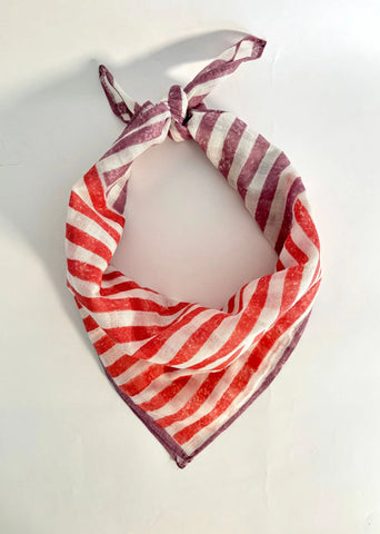 Purple & Red Stripes Cotton Square Scarf