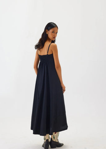 Strapless Poplin Midi Dress