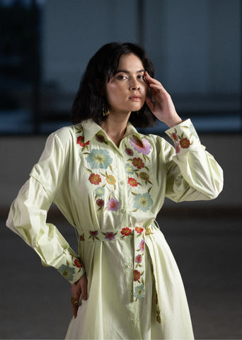 Mint Bouquet Shirt Dress