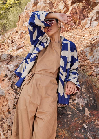 A Model Wearing Multicolor,Pure Cotton Atlantis Days Jacket curated by Only Ethikal