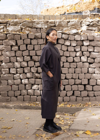 Grey Cotton Linen Shambala Slip On