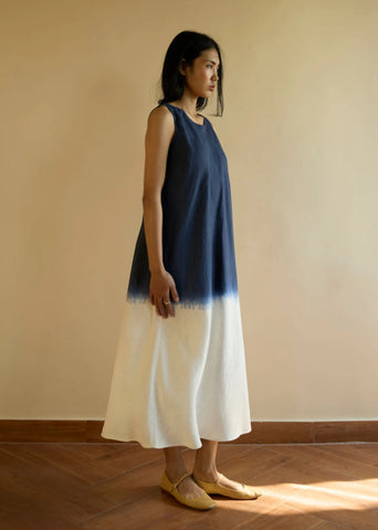 Iro Ombre Hand-Dyed Linen Dress- Navy