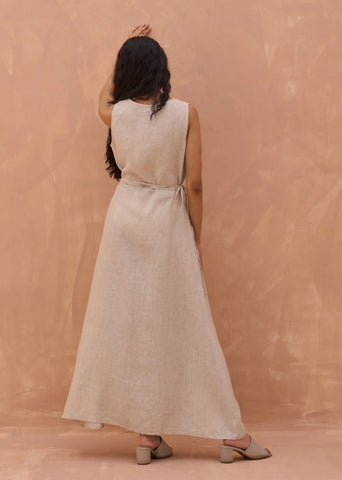 Maya Linen Wrap Dress- Off White