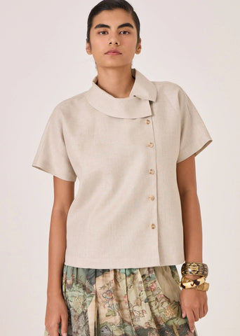 Aavish Beige Linen Top