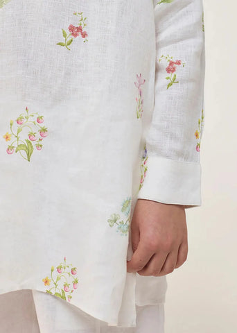 Kids Jay Forever Linen Kurta- White