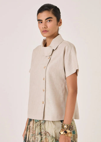 Aavish Beige Linen Top