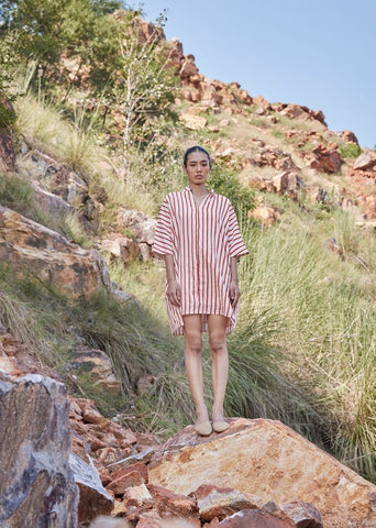 A Model Wearing Multicolor,Pure Cotton Meant To Be Anti-fit Dress curated by Only Ethikal