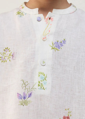 Kids Jay Forever Linen Kurta- White