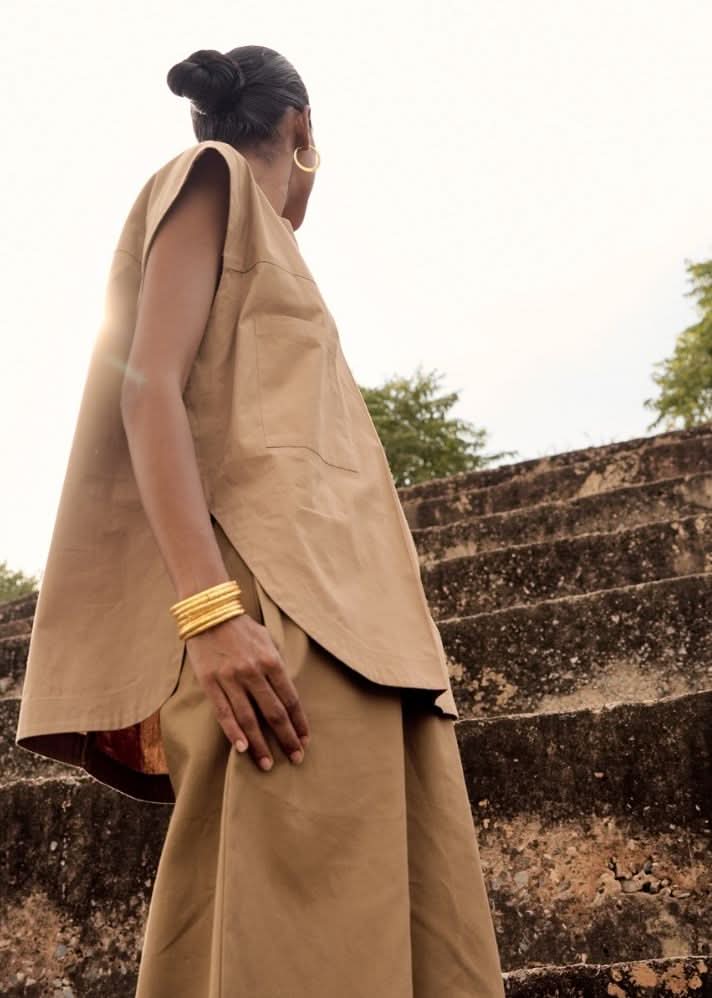 A Model Wearing Grey Pure Cotton Grey Teal Trousers curated by Only Ethikal