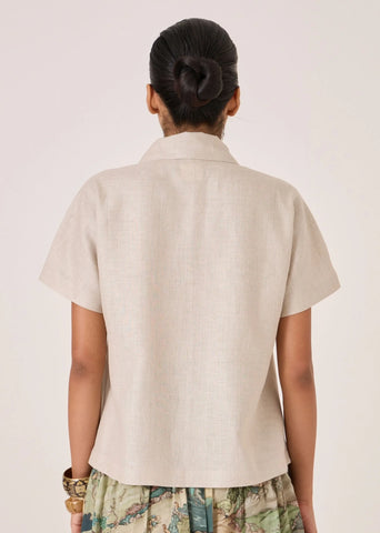 Aavish Beige Linen Top