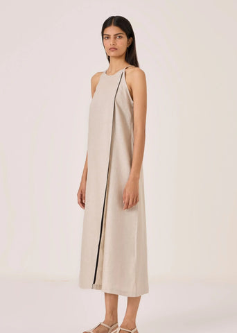 Supun Biege Linen Panelled Dress