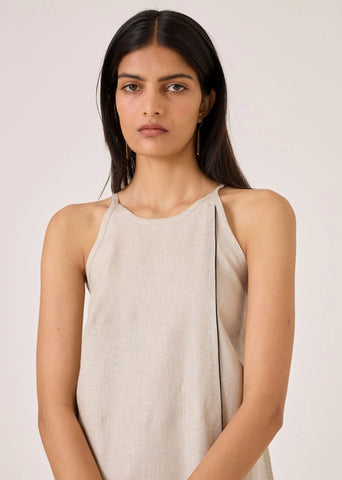 Supun Biege Linen Panelled Dress