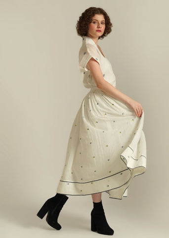 A Model Wearing Beige Pure Cotton Royale XXXVIII, curated by Only Ethikal