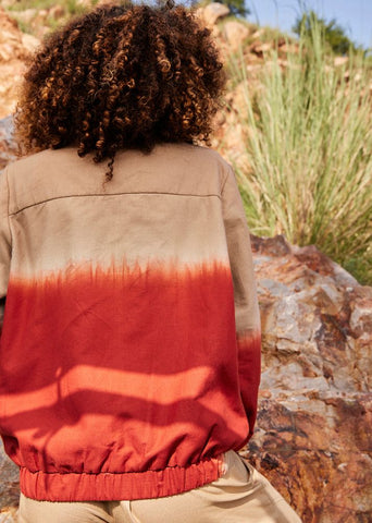 A Model Wearing Multicolor,Pure Cotton Clone Bomber Jacket curated by Only Ethikal