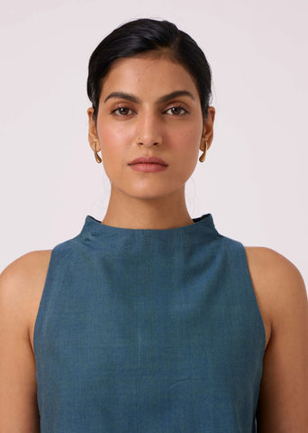Ernest Blue Handwoven Cropped Top