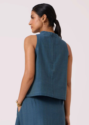 Ernest Blue Handwoven Cropped Top