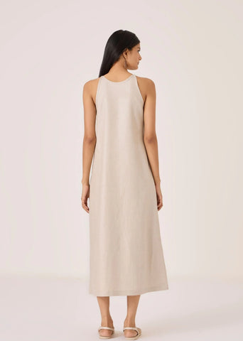 Supun Biege Linen Panelled Dress