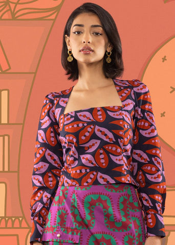 A Model Wearing Purple Cotton Pippi Top, curated by Only Ethikal