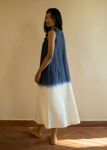 Iro Ombre Hand-Dyed Linen Dress- Navy