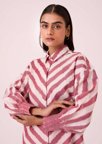 Henry Rhubarb Striped Ikat Shirt