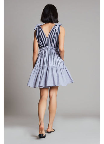A Model Wearing  Purple Pure Cotton Lakeerein Lavender Frill Dress, curated by Only Ethikal