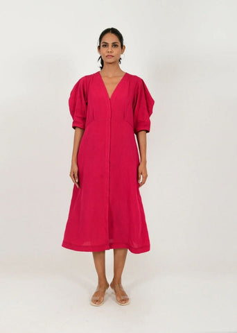 Viva Magenta Linen Bell Dress