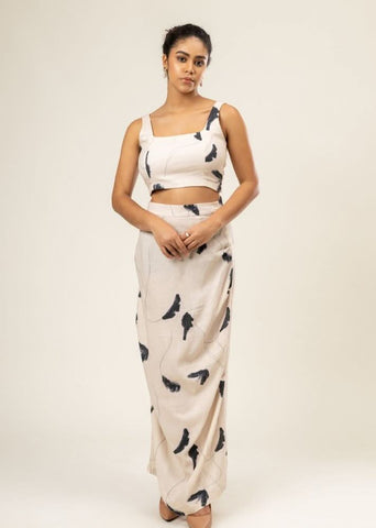 A Model Wearing Multicolor Upcycled Cotton Vera Printed Set, curated by Only Ethikal