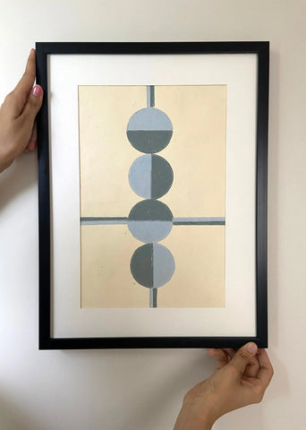 Equilibrium- Handblock Printed Artwork On Handmade Paper- 12" X 18"