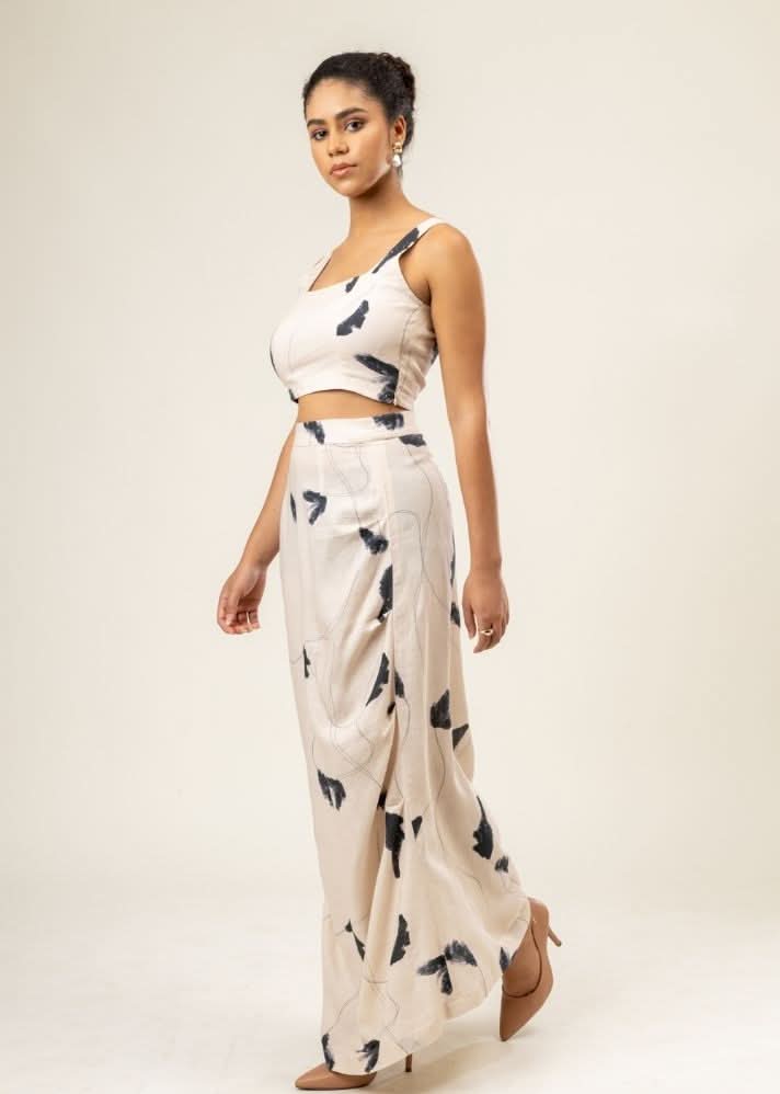 A Model Wearing Multicolor Upcycled Cotton Vera Printed Set, curated by Only Ethikal