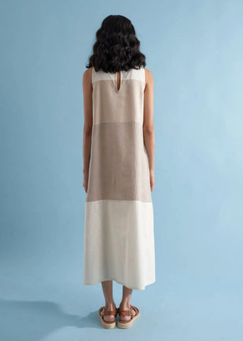 Miki Color-Blocked Linen Dress- Dawn