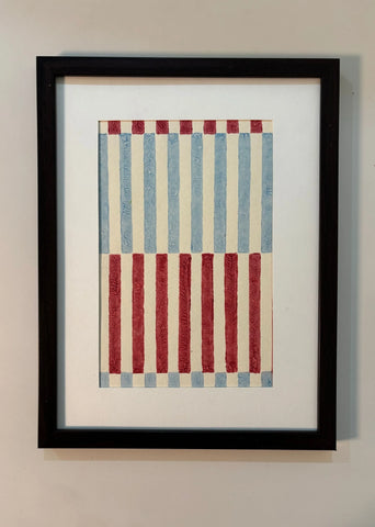 Parallel Art- Handblock Printed Artwork On Handmade Paper- 13" X 10"