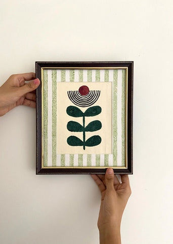 Mid-Modern Wall Frame- Handblock Printed Artwork On Handmade Paper- 8" X 10"