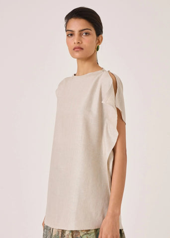 Janith Beige Linen Top