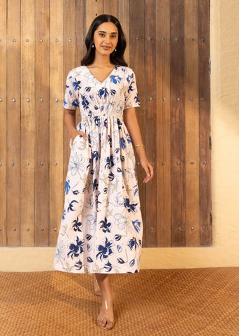 A Model Wearing Multicolor Organic Cotton Georgina Dress Multicolor, curated by Only Ethikal