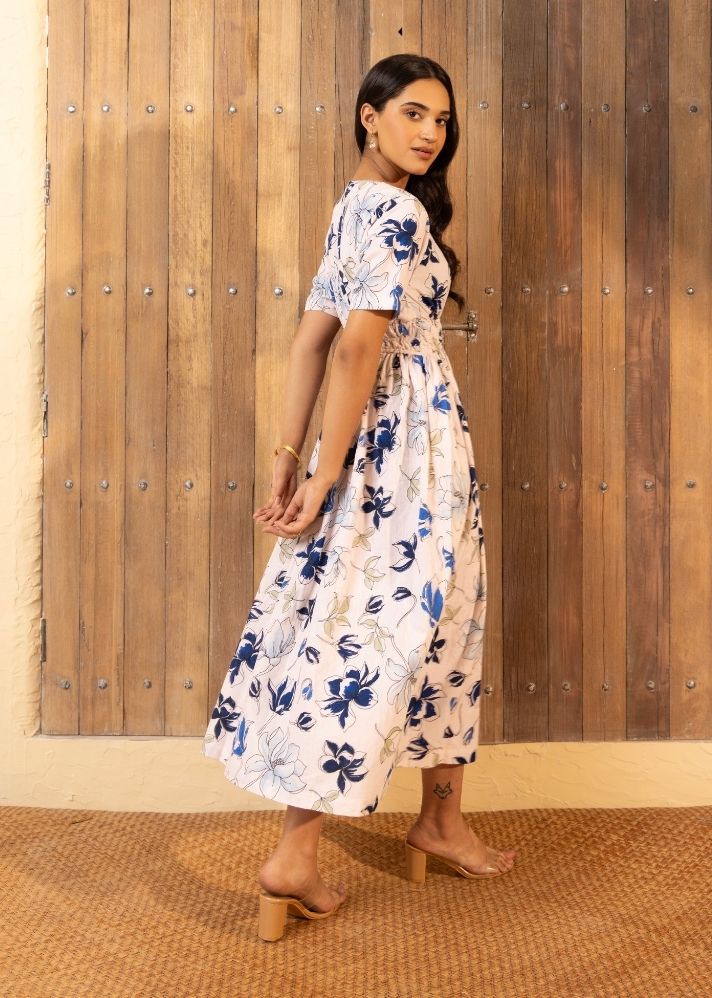 A Model Wearing Multicolor Organic Cotton Georgina Dress Multicolor, curated by Only Ethikal