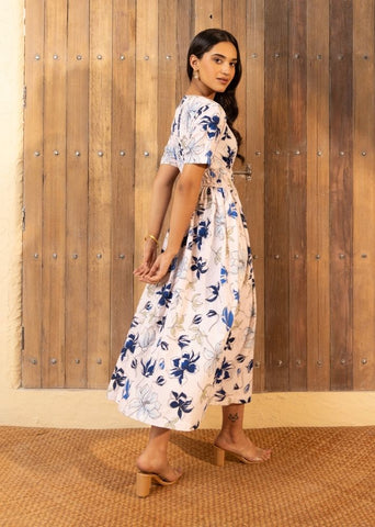 A Model Wearing Multicolor Organic Cotton Georgina Dress Multicolor, curated by Only Ethikal