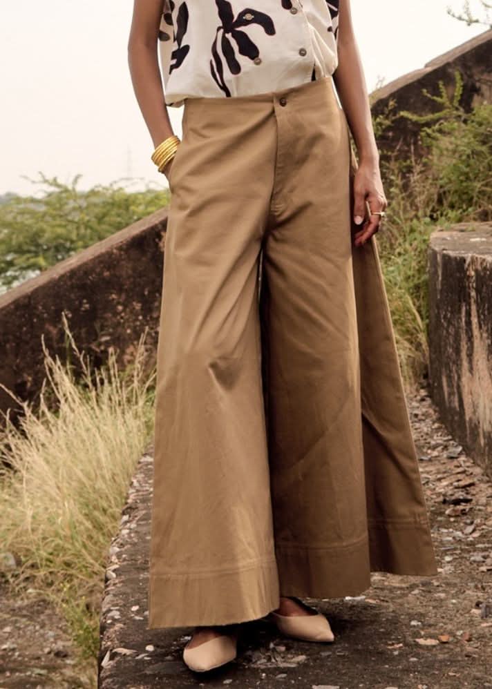 A Model Wearing Blue Pure Cotton Blue Tail Trouser curated by Only Ethikal