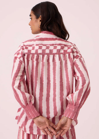 Henry Rhubarb Striped Ikat Shirt