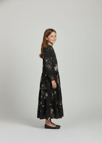 Layali Black Mini Tiered Dress