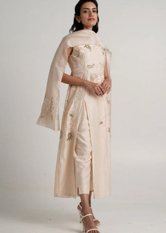 A Model Wearing White Pure Cotton Polly Co-Ord Set, curated by Only Ethikal