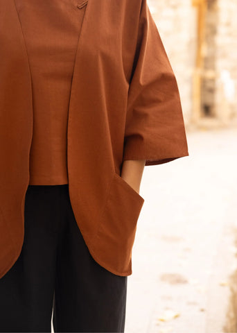 Brown Cotton Linen Shambala Slip On