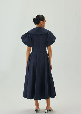 Peter Pan Collar Flare Midi Dress