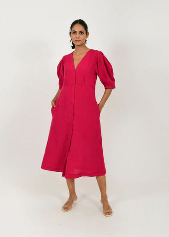 Viva Magenta Linen Bell Dress