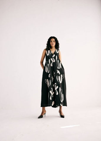 A Model Wearing Multicolor,Cotton Mul CactusJumpsuit,curated by Only Ethikal