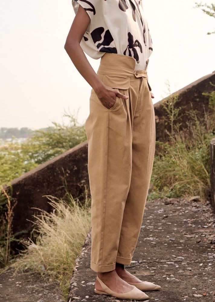 A Model Wearing Multicolor,Pure Cotton Zura Skirt Trouser curated by Only Ethikal