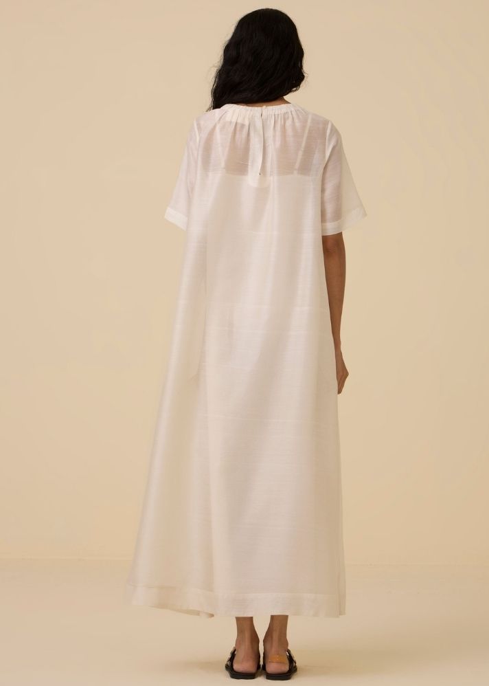 A Model Wearing Multicolor Handwoven Cotton Cersei Paisley Embroidered Dress , curated by Only Ethikal