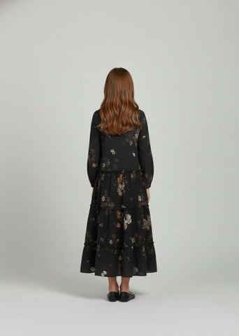 Layali Black Mini Tiered Dress