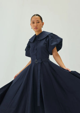 Peter Pan Collar Flare Midi Dress